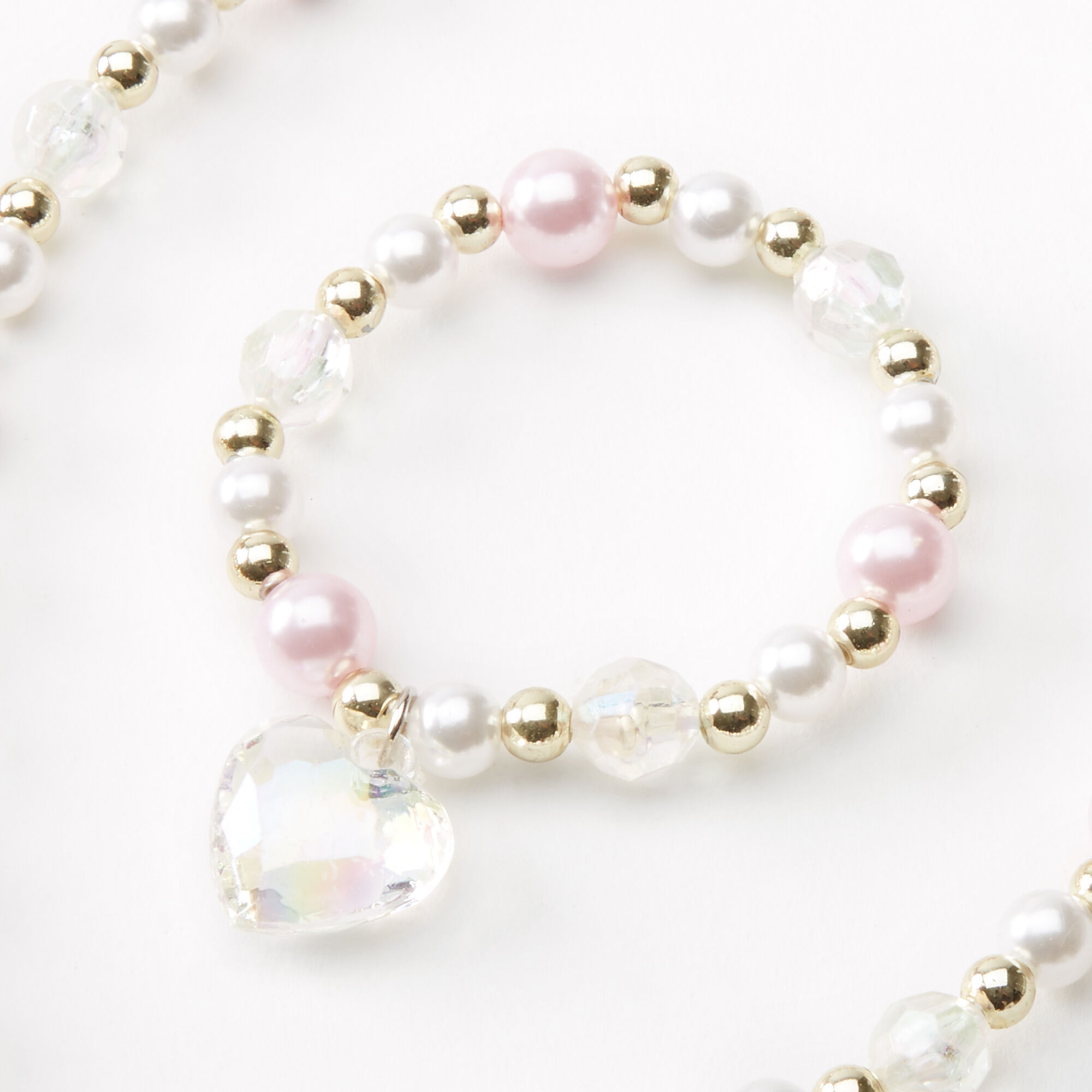 Parure de bijoux avec cœur en perles d'imitation Claire's Club - Rose, lot de 2,