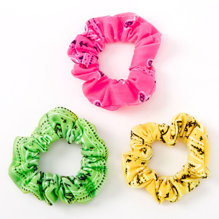 Claire&#39;s Club Small Neon Bandana Hair Scrunchies - 3 Pack,
