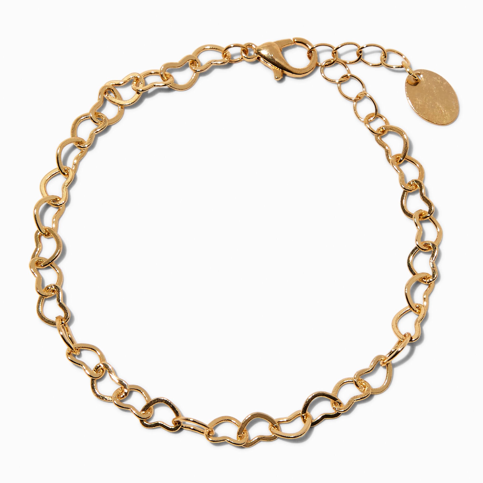 Gold-tone Heart Chain Bracelet,