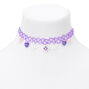 Hearts &amp; Butterflies Tattoo Choker Necklace - Purple,