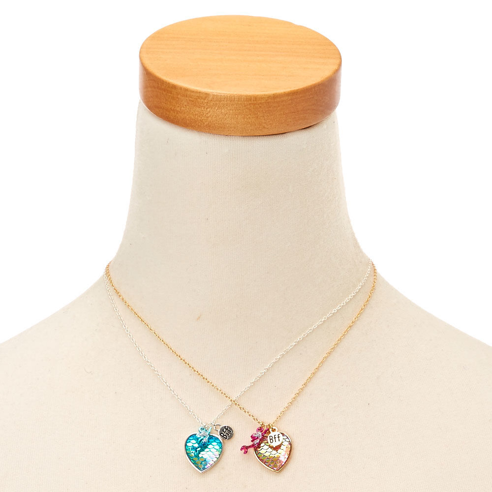 Pendentifs d'amitié cœur avec écailles de sirène,
