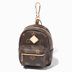 Brown Status Icons Mini Backpack Keychain,