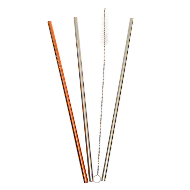 Mixed Metal Stainless Steel Straws - 3 Pack,