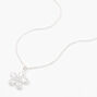 Silver-tone Cubic Zirconia Flower Pendant Necklace,