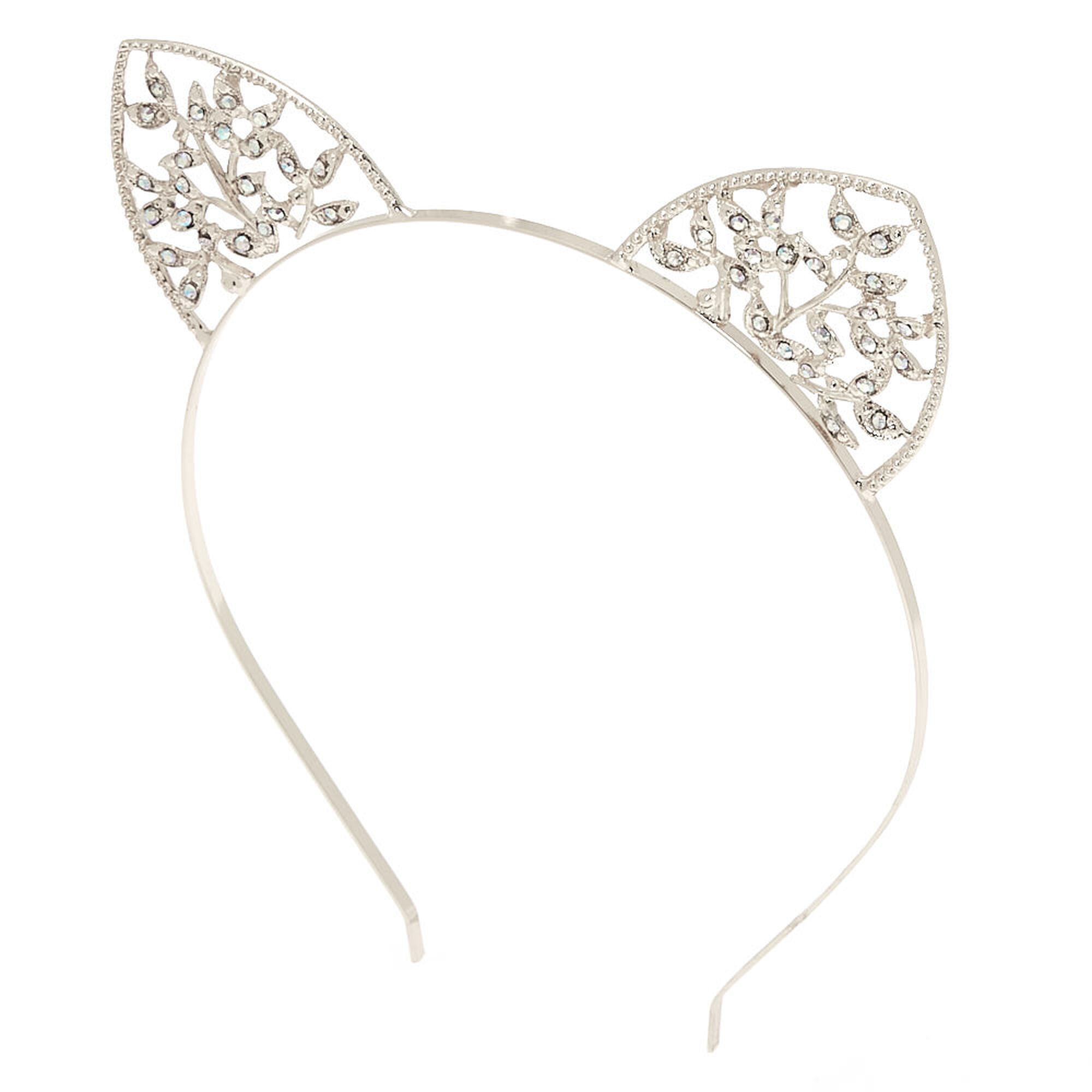 Cat Mask with Metal Ears Silver