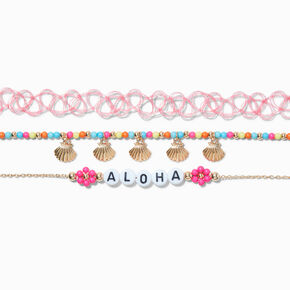 Aloha Beaded Choker Necklaces - 3 Pack,
