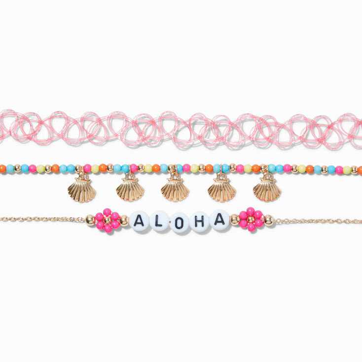 Ras-de-cou perl&eacute; Aloha - Lot de 3,