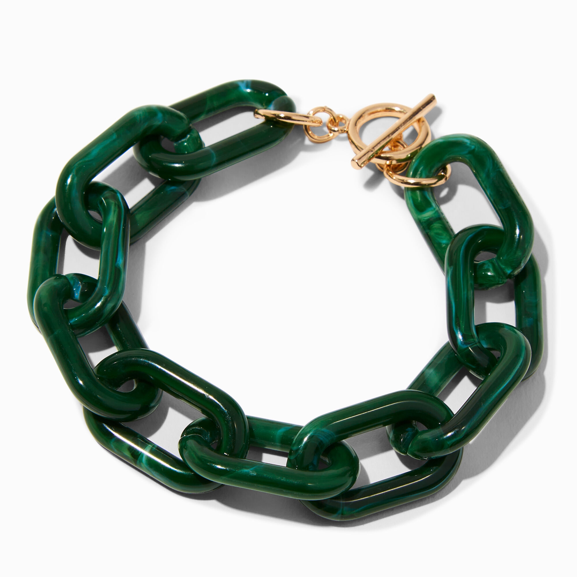 View Claires Tone Malachite Chunky Chain Link Bracelet Gold information