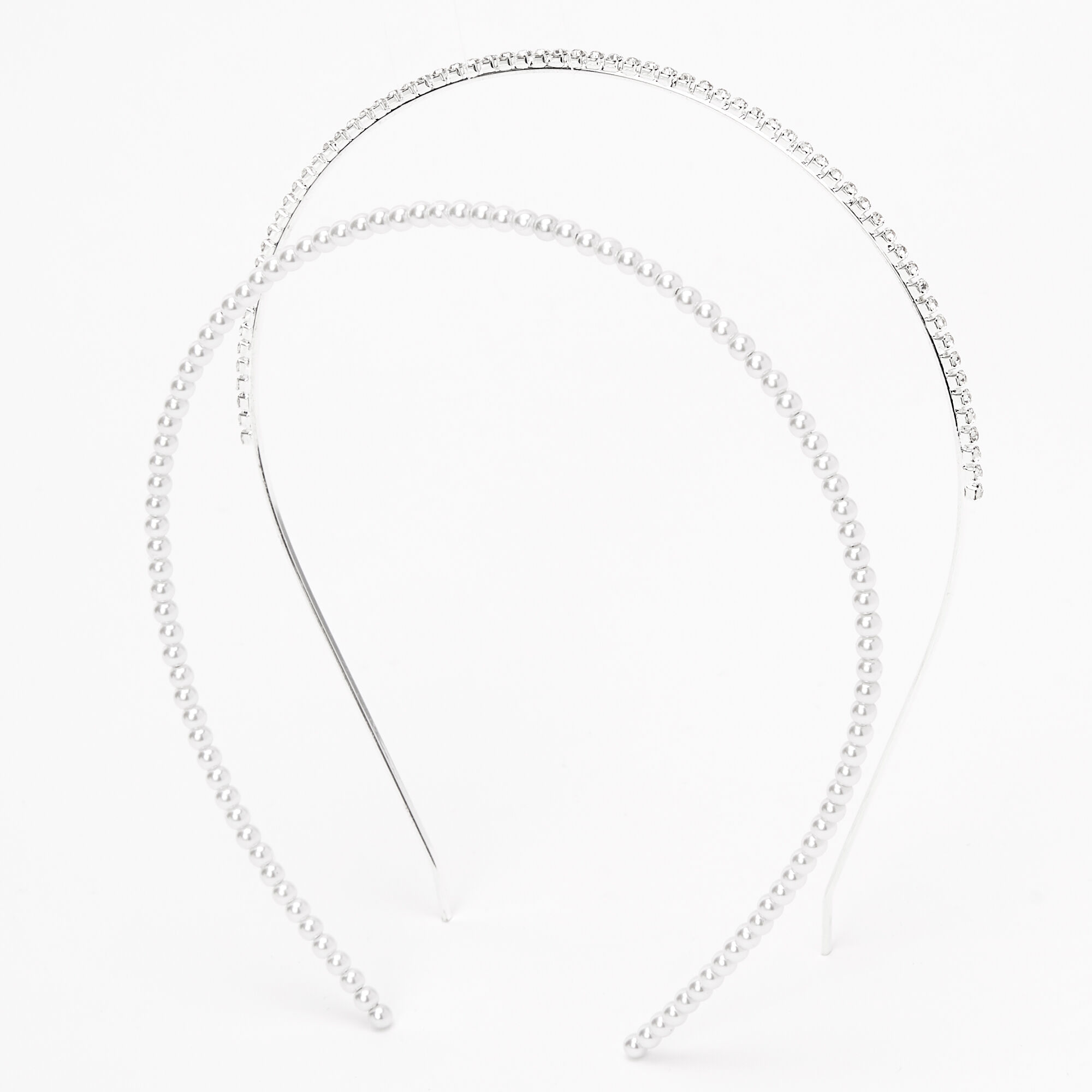 Silver Rhinestone & Pearl Headbands - 2 Pack,