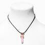Pink Glow In The Dark Mystical Gem Pendant Black Cord Necklace,