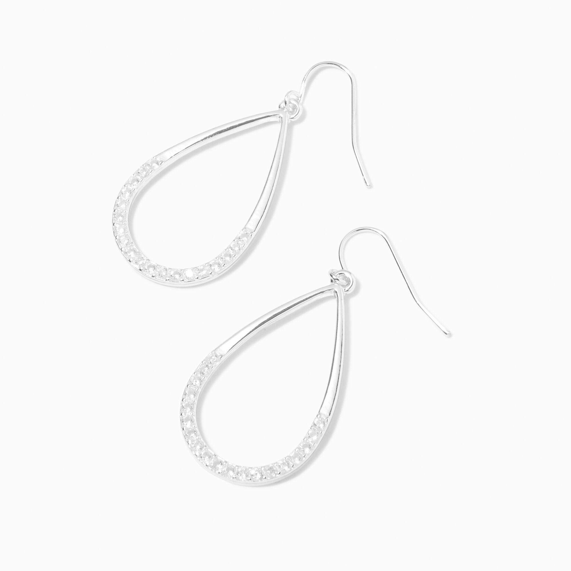 View Claires Tone 15 Embellished Teardrop Drop Earrings Silver information