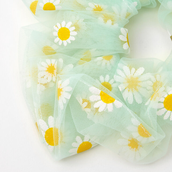 Giant Sheer Mesh Daisy Hair Scrunchie - Mint,