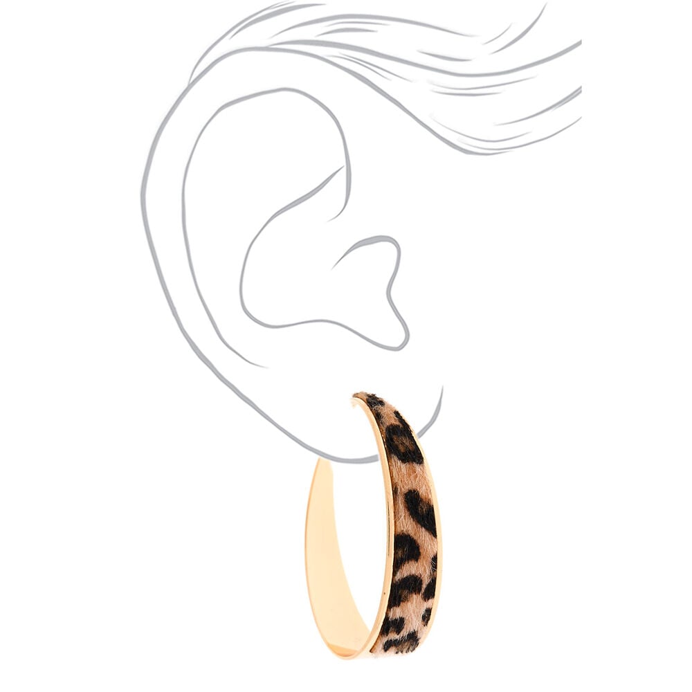 Gold 60MM Leopard Print Hoop Earrings,