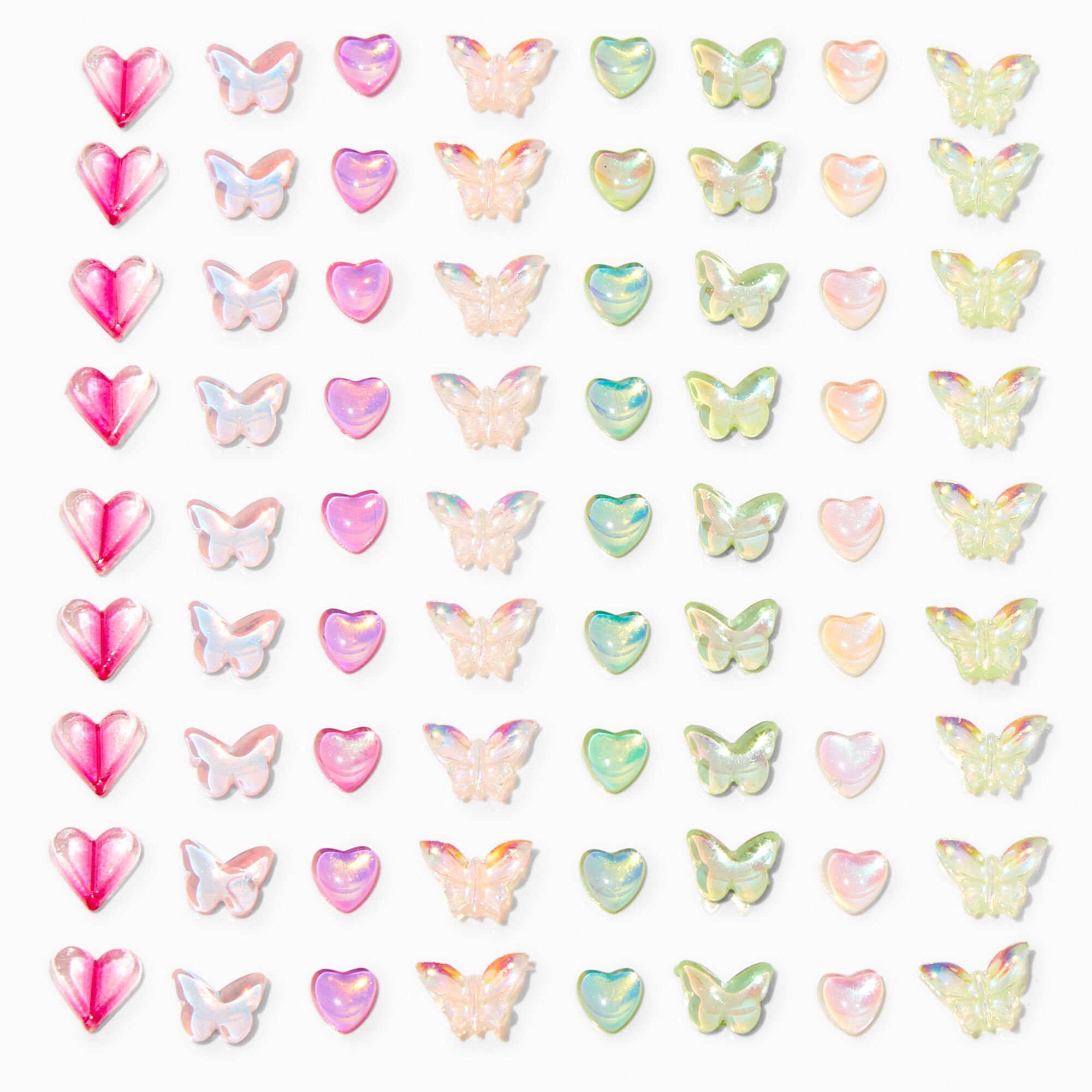 Rainbow Assorted Butterfly Hair Gems - 80 Pack,