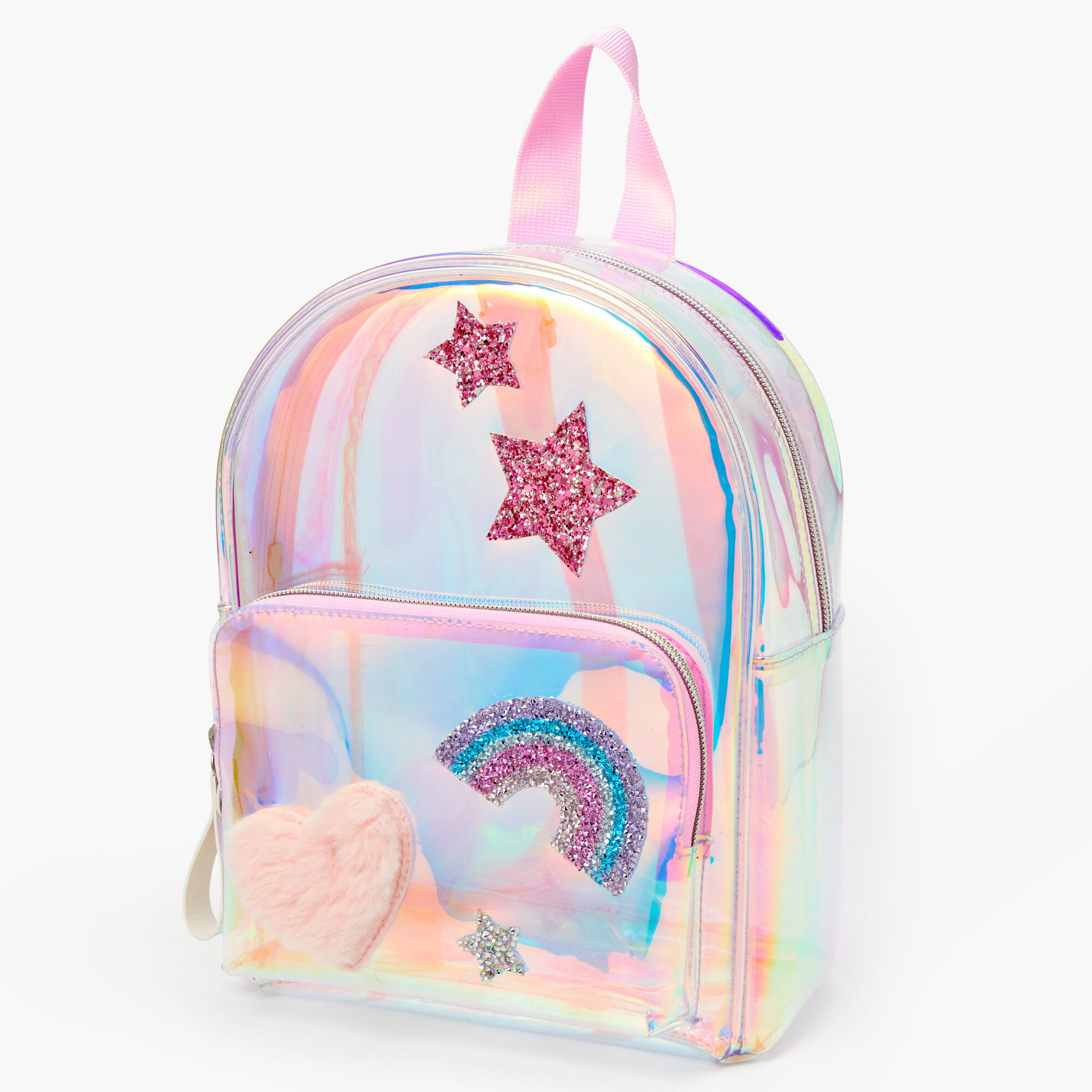 Holographic Rainbow Glitter Mini Backpack - Clear