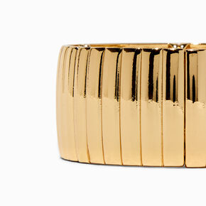 Gold-tone Thick Ribbed Stretch Bracelet,