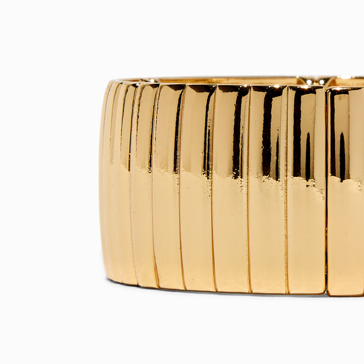 Gold-tone Thick Ribbed Stretch Bracelet,