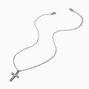 Silver-tone Pav&eacute; Cross Pendant Necklace,