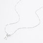 Silver Half Stone Initial Pendant Necklace - K,