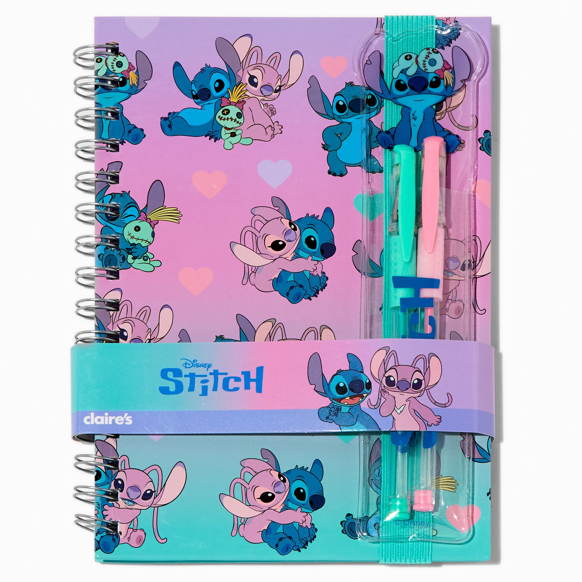 Disney Stitch Claire's Exclusive BFF Pen Set & Spiral Notebook,