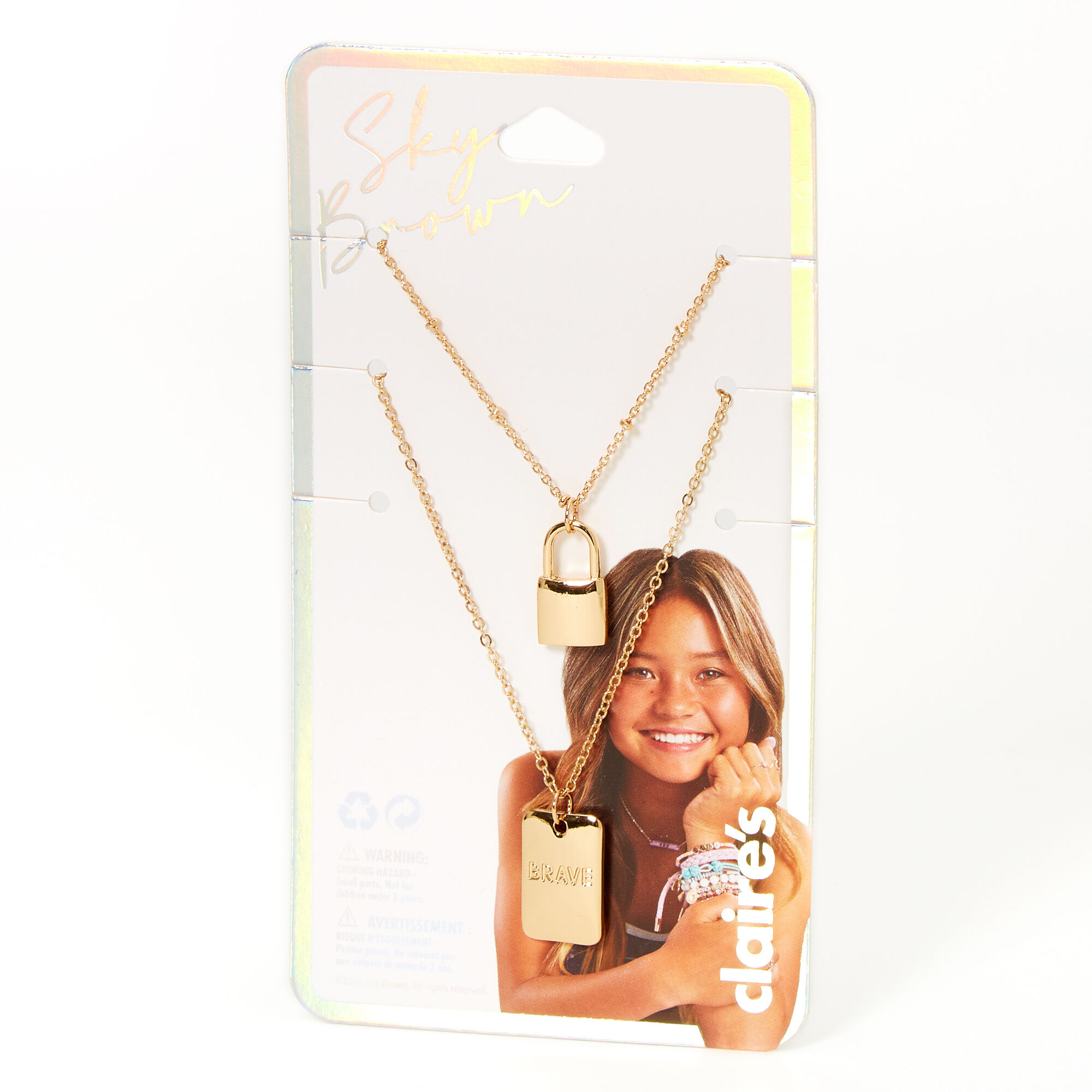 Sky Brown™ Gold Padlock Chain Necklaces - 2 Pack,