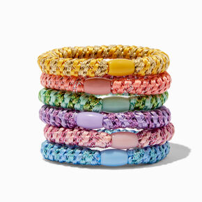 Bright Rainbow Elastic Hair Ties - 6 Pack,