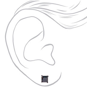 Black Cubic Zirconia 7mm Square Stud Earrings,