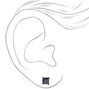 Black Cubic Zirconia 7mm Square Stud Earrings,