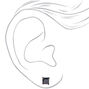 Black Cubic Zirconia Square Stud Earrings - 7MM,