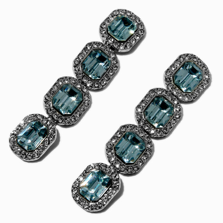 Pendantes lin&eacute;aires 6,5&nbsp;cm avec strass bleu clair,