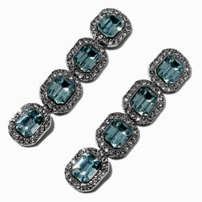 Light Blue Crystal 2.5&quot; Linear Drop Earrings,