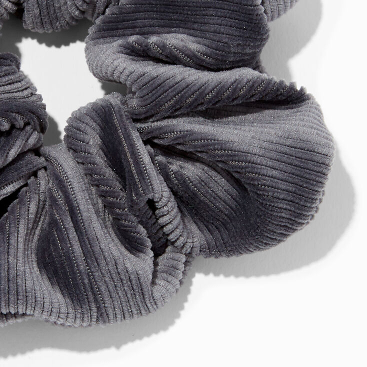 Ribbed Velvet Medium Hair Scrunchie - Dark Grey,