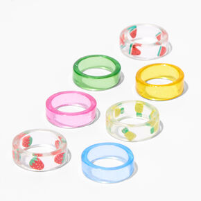 Claire&#39;s Club Rainbow Fruit Acrylic Rings &#40;7 pack&#41;,