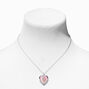 Pink Embellished Initial Glitter Heart Locket Necklace - G,