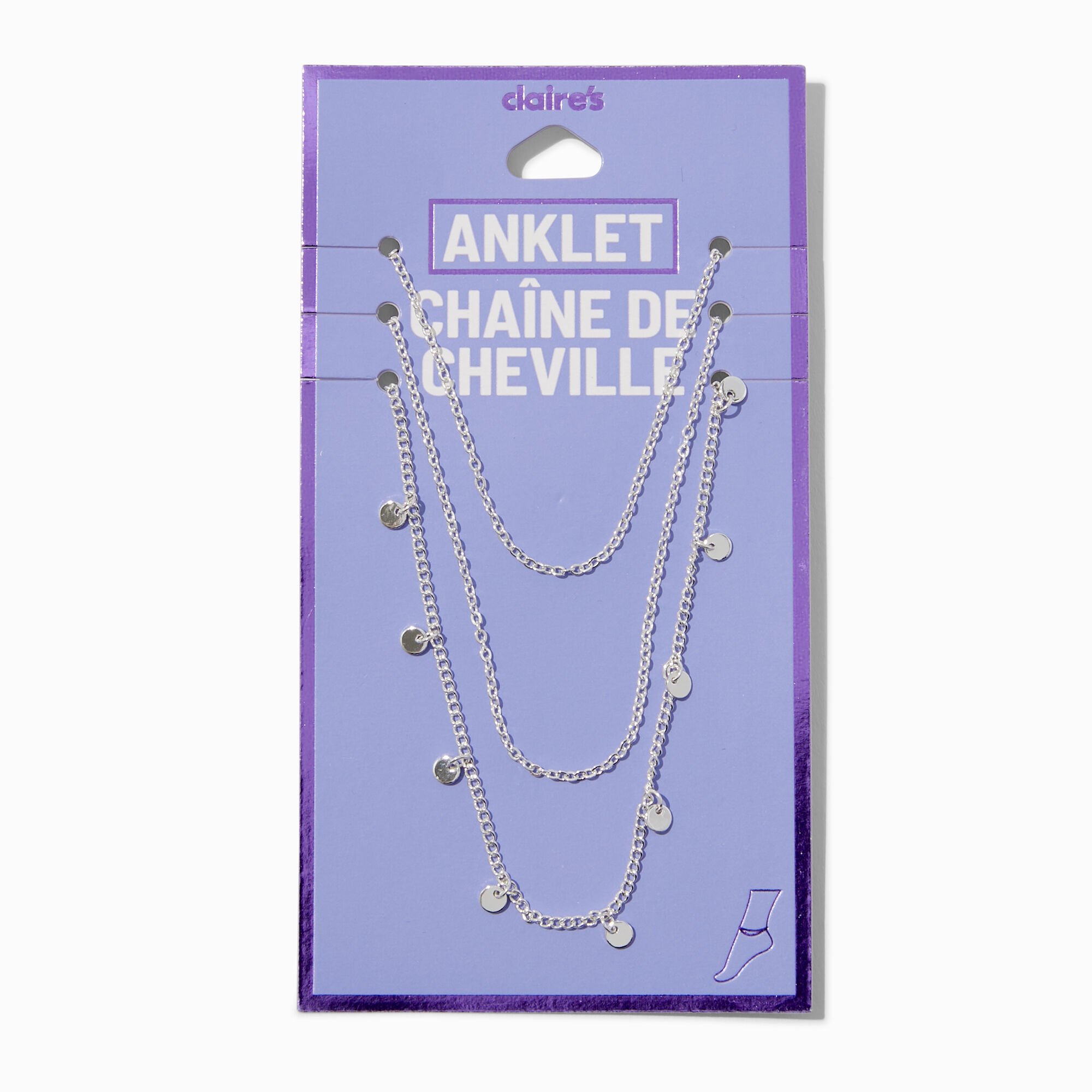 Silver-tone Disc Multi-Strand Chain Anklet,