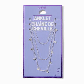 Silver-tone Disc Multi-Strand Chain Anklet,