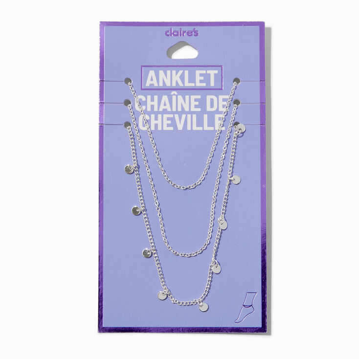 Silver-tone Disc Multi-Strand Chain Anklet,