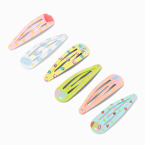 Claire&#39;s Club Happy Face Printed Snap Hair Clips - 6 Pack,