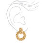 Gold 1&quot; Crystal Pearl Circle Door Knocker Clip On Drop Earrings,