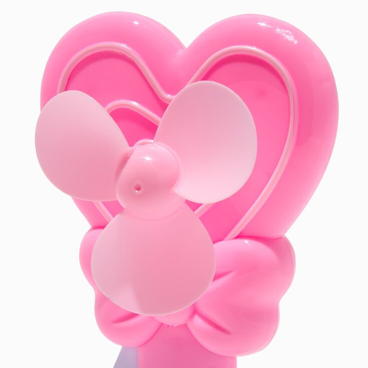Pink Heart Hand Crank Fan,