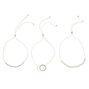 Silver Embellished Adjustable Bracelets - 3 Pack,
