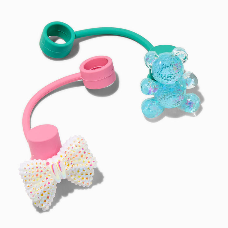 Iridescent Bow &amp; Bear Straw Covers - 2 Pack,