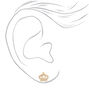 Gold Embellished Crown Stud Earrings,