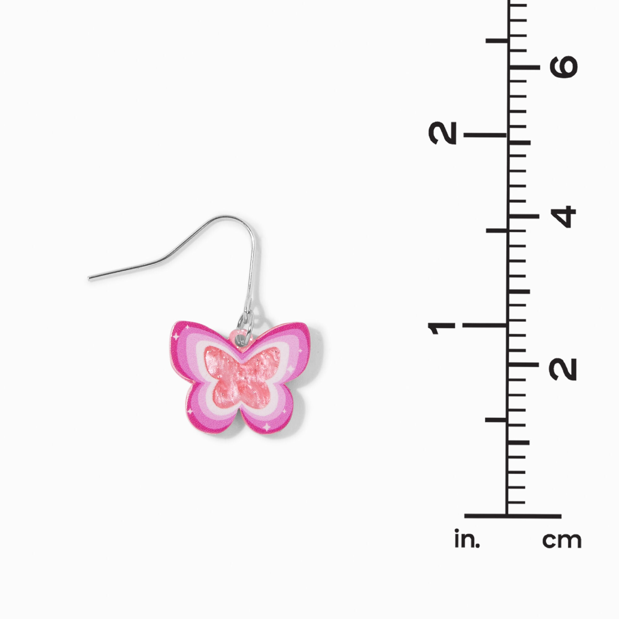 Pink Acrylic Butterfly 1" Drop Earrings ,