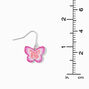 Pink Acrylic Butterfly 1&quot; Drop Earrings ,