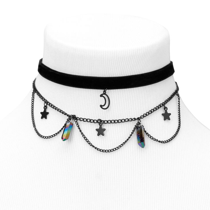 Celestial Moon Choker Necklaces - Black, 2 Pack,