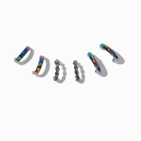 Rainbow Anodized Hoop Earring Stackables Set - 3 Pack ,