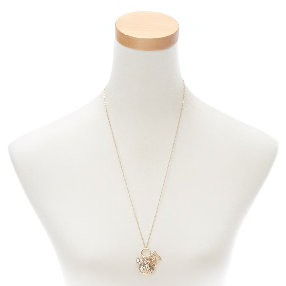 Gold Charm Locket Pendant Necklace,
