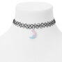 Glitter Moon Tattoo Choker Necklace - Blue and Pink,