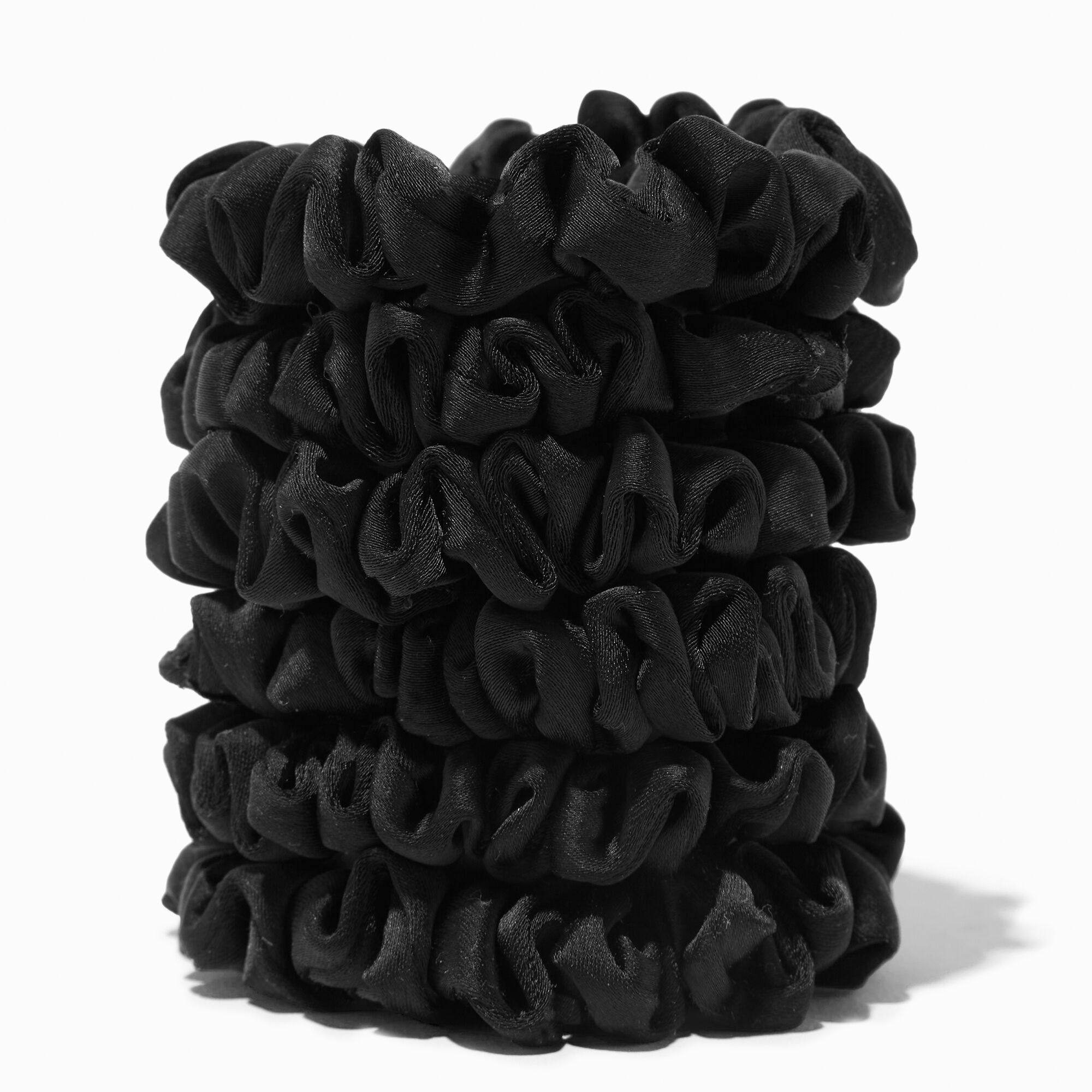 View Claires Skinny Silky Hair Scrunchies 6 Pack Black information
